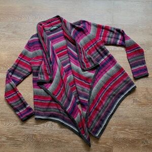 Lauren Ralph Lauren Aztec Striped Boho Open Waterfall Cardigan Sweater Medium M